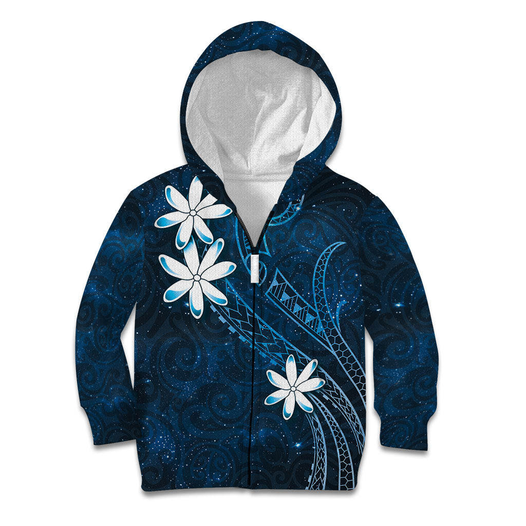 Tahiti Matarii Kid Hoodie Tahitian Spring Blue Galaxy LT05 Zip Hoodie Blue - Polynesian Pride
