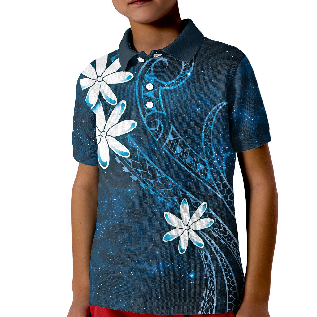 Tahiti Matarii Kid Polo Shirt Tahitian Spring Blue Galaxy LT05 Kid Blue - Polynesian Pride