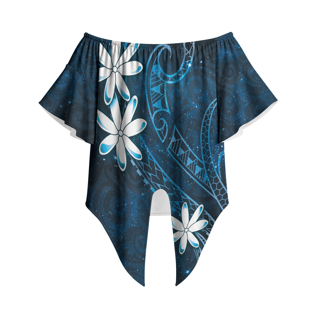 Tahiti Matarii Off Shoulder Wrap Waist Top Tahitian Spring Blue Galaxy LT05 - Polynesian Pride