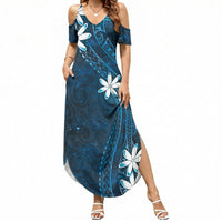 Tahiti Matarii Summer Maxi Dress Tahitian Spring Blue Galaxy LT05 Women Blue - Polynesian Pride