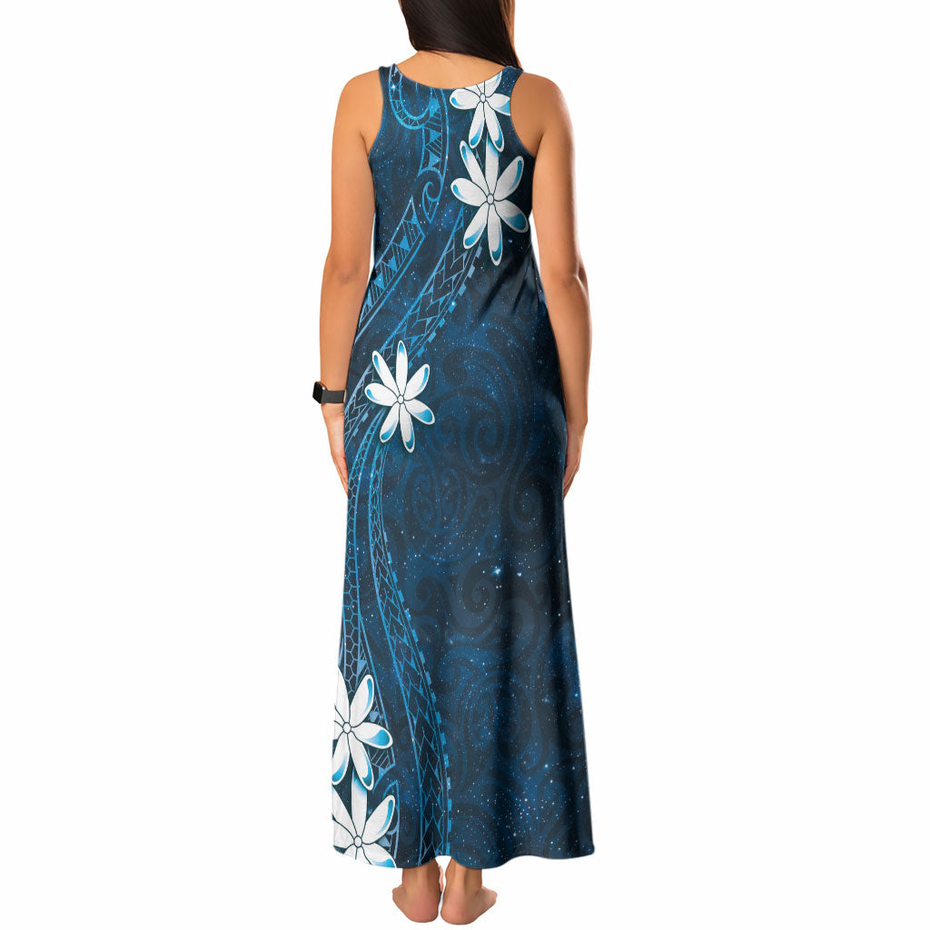 Tahiti Matarii Tank Maxi Dress Tahitian Spring Blue Galaxy LT05 - Polynesian Pride
