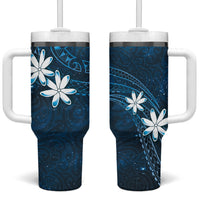 Tahiti Matarii Tumbler With Handle Tahitian Spring Blue Galaxy LT05 One Size: 40 oz Blue - Polynesian Pride