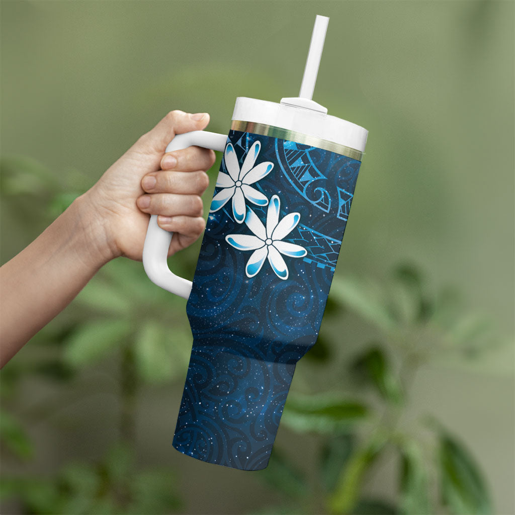 Tahiti Matarii Tumbler With Handle Tahitian Spring Blue Galaxy LT05 - Polynesian Pride