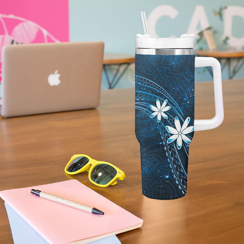 Tahiti Matarii Tumbler With Handle Tahitian Spring Blue Galaxy LT05 - Polynesian Pride