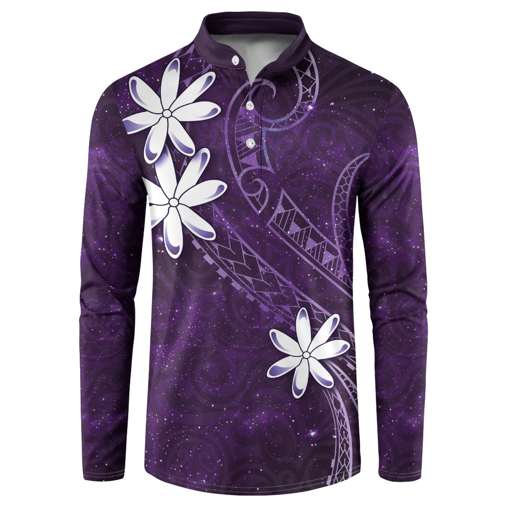 Tahiti Matarii Button Sweatshirt Tahitian Spring Purple Galaxy LT05 Purple - Polynesian Pride