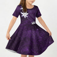 Tahiti Matarii Kid Short Sleeve Dress Tahitian Spring Purple Galaxy LT05 KID Purple - Polynesian Pride
