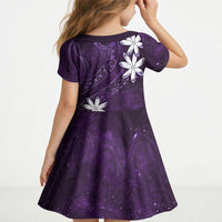 Tahiti Matarii Kid Short Sleeve Dress Tahitian Spring Purple Galaxy LT05 - Polynesian Pride