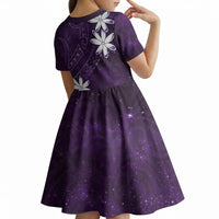Tahiti Matarii Kid Short Sleeve Dress Tahitian Spring Purple Galaxy LT05 - Polynesian Pride
