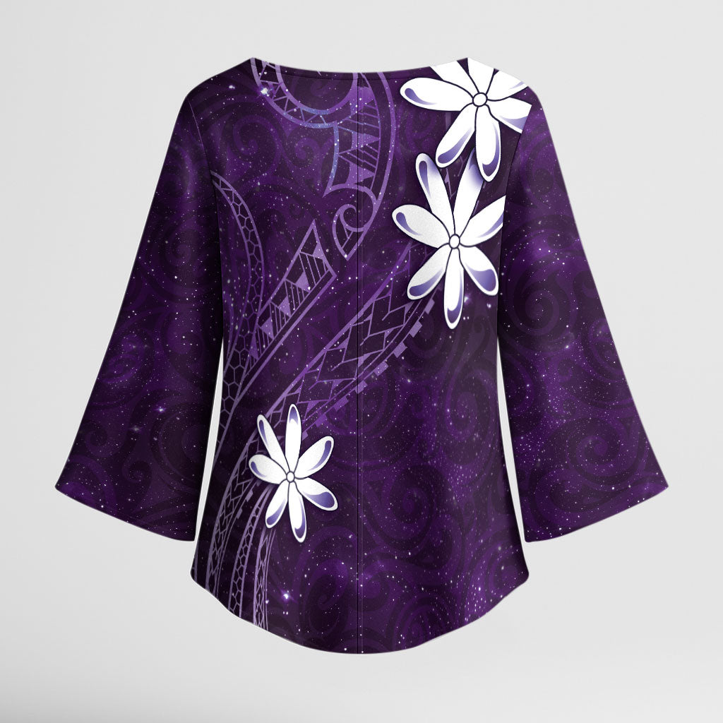 Tahiti Matarii Kimono Sleeve Blouse Tahitian Spring Purple Galaxy LT05 - Polynesian Pride