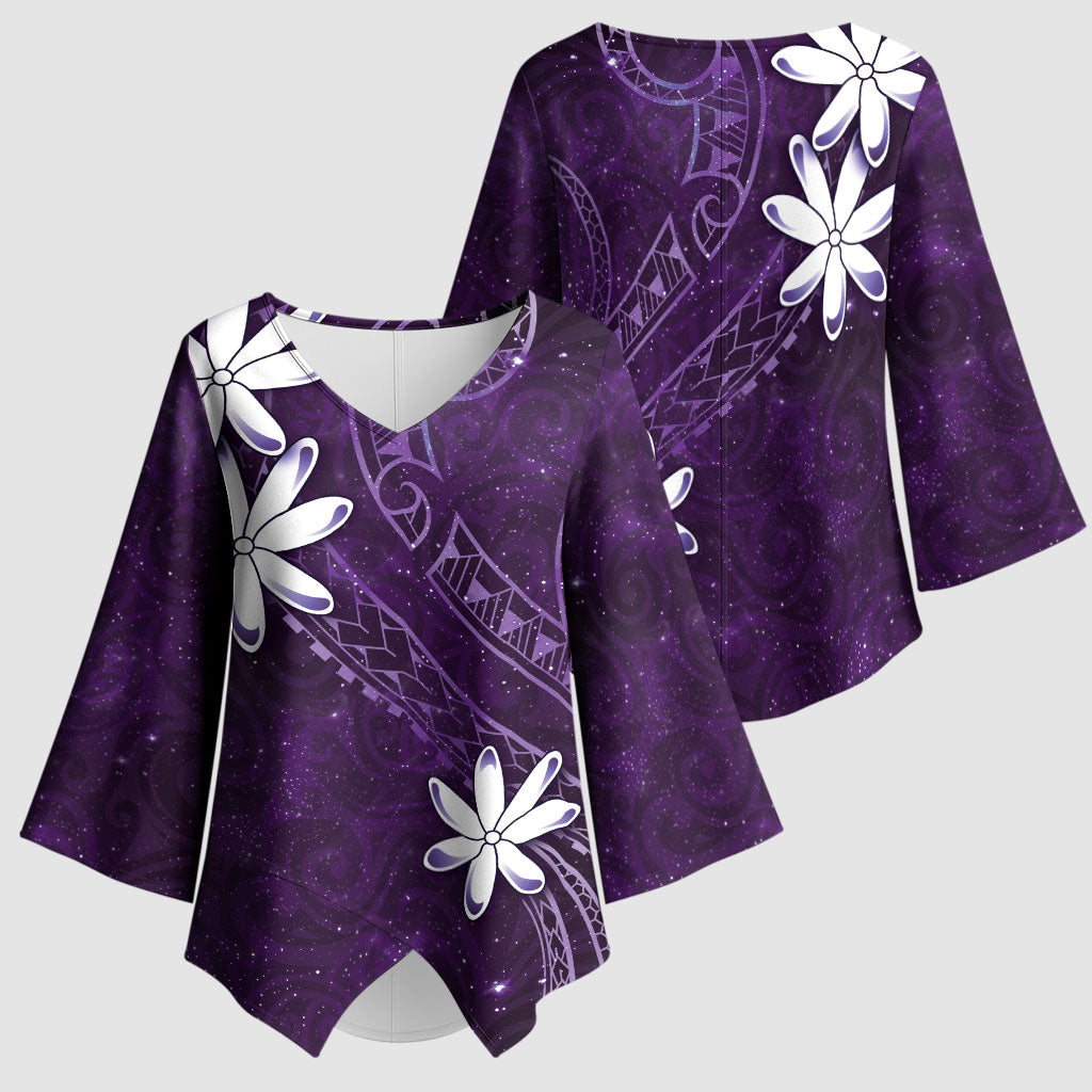 Tahiti Matarii Kimono Sleeve Blouse Tahitian Spring Purple Galaxy LT05 - Polynesian Pride