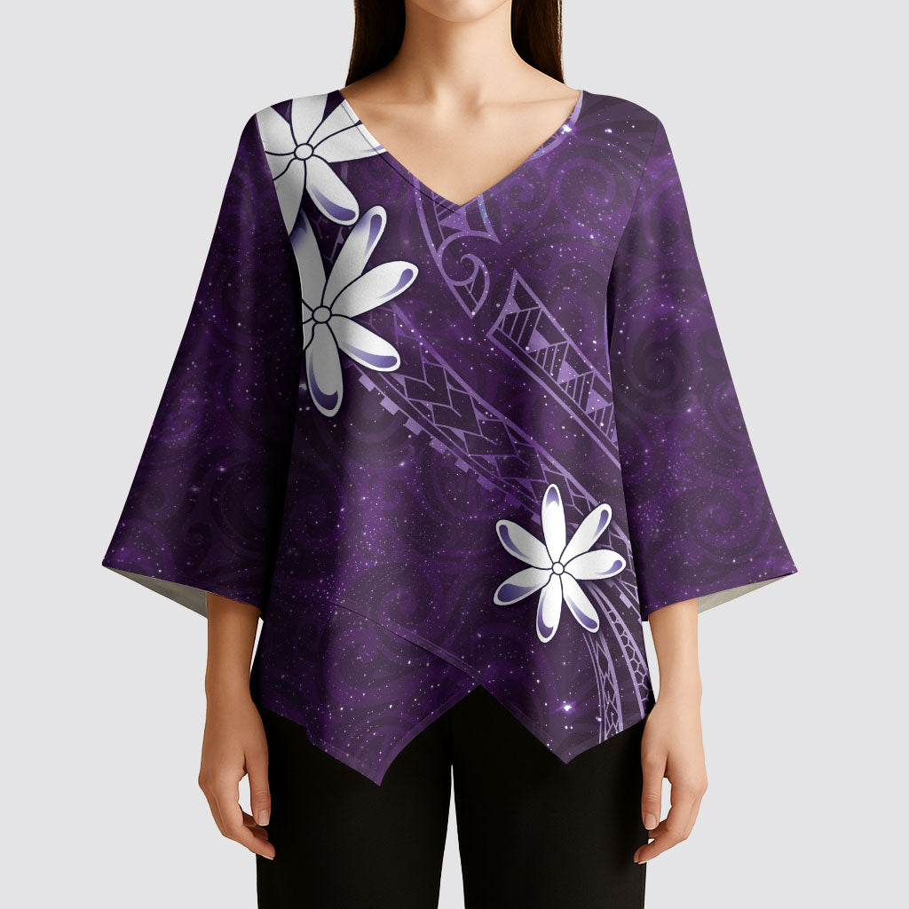 Tahiti Matarii Kimono Sleeve Blouse Tahitian Spring Purple Galaxy LT05 - Polynesian Pride