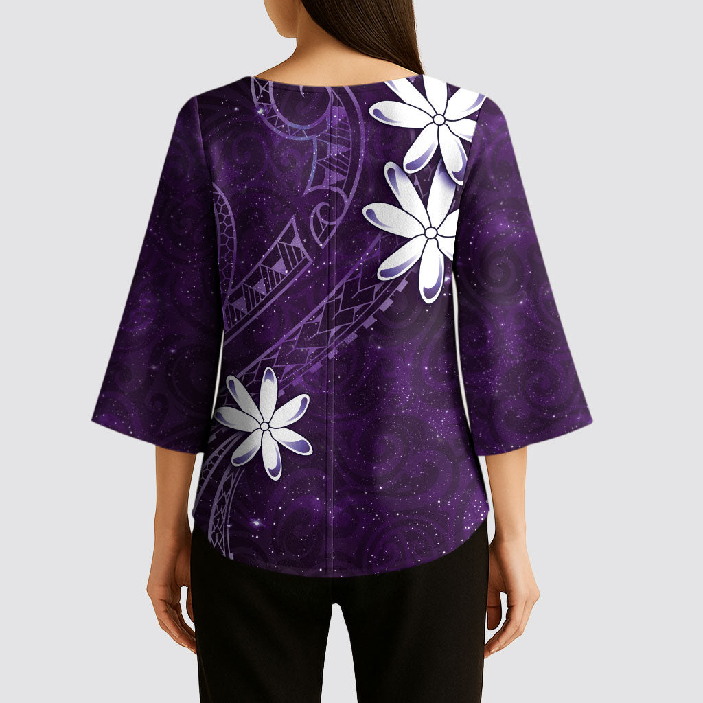 Tahiti Matarii Kimono Sleeve Blouse Tahitian Spring Purple Galaxy LT05 - Polynesian Pride