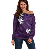 Tahiti Matarii Off Shoulder Sweater Tahitian Spring Purple Galaxy LT05 Women Purple - Polynesian Pride