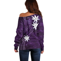 Tahiti Matarii Off Shoulder Sweater Tahitian Spring Purple Galaxy LT05 - Polynesian Pride