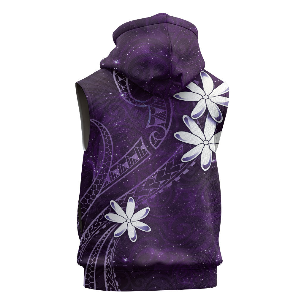 Tahiti Matarii Sleeveless Zip Hoodie Tahitian Spring Purple Galaxy LT05 - Polynesian Pride