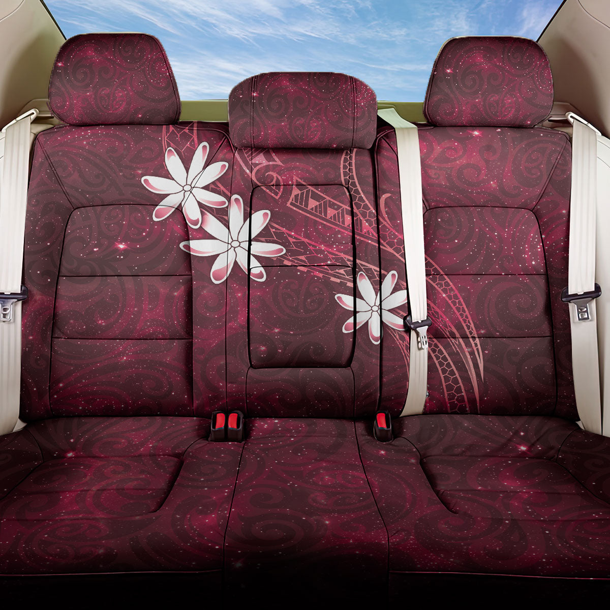 Tahiti Matarii Back Car Seat Cover Tahitian Spring Red Galaxy LT05 One Size Red - Polynesian Pride