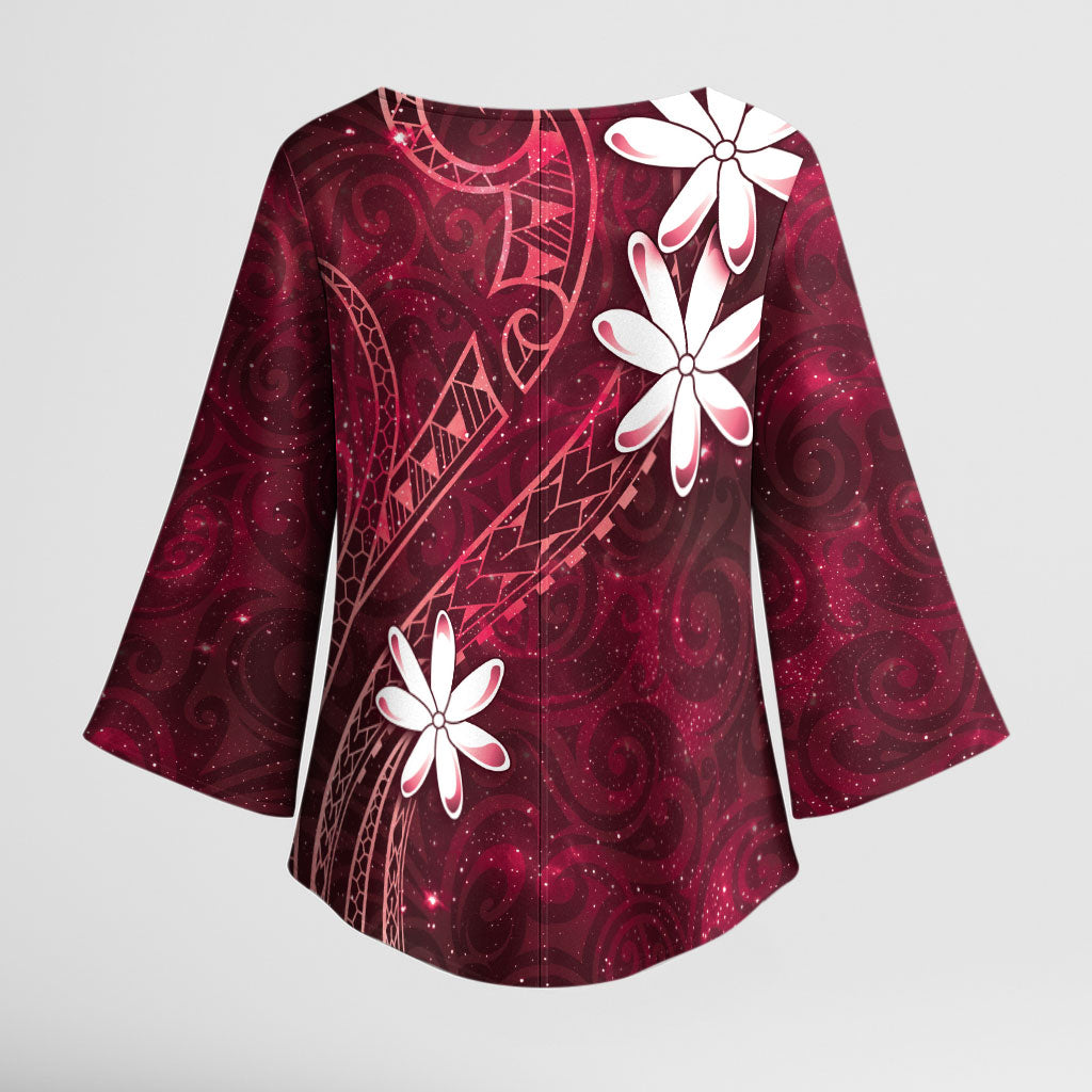 Tahiti Matarii Kimono Sleeve Blouse Tahitian Spring Red Galaxy LT05 - Polynesian Pride