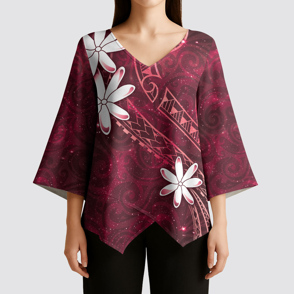 Tahiti Matarii Kimono Sleeve Blouse Tahitian Spring Red Galaxy LT05 - Polynesian Pride