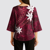 Tahiti Matarii Kimono Sleeve Blouse Tahitian Spring Red Galaxy LT05 - Polynesian Pride