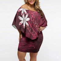 Tahiti Matarii Off Shoulder Short Dress Tahitian Spring Red Galaxy LT05 Women Red - Polynesian Pride