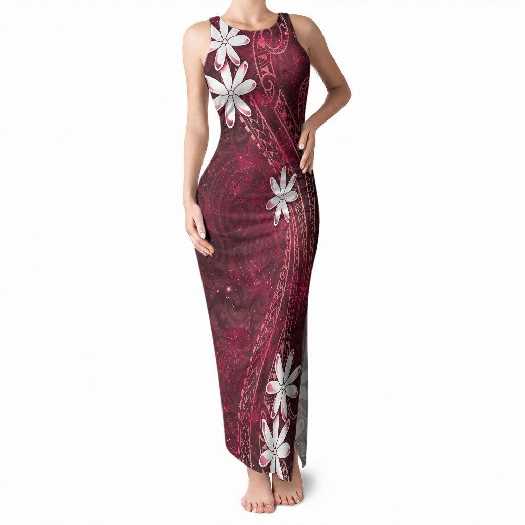Tahiti Matarii Tank Maxi Dress Tahitian Spring Red Galaxy LT05 Women Red - Polynesian Pride
