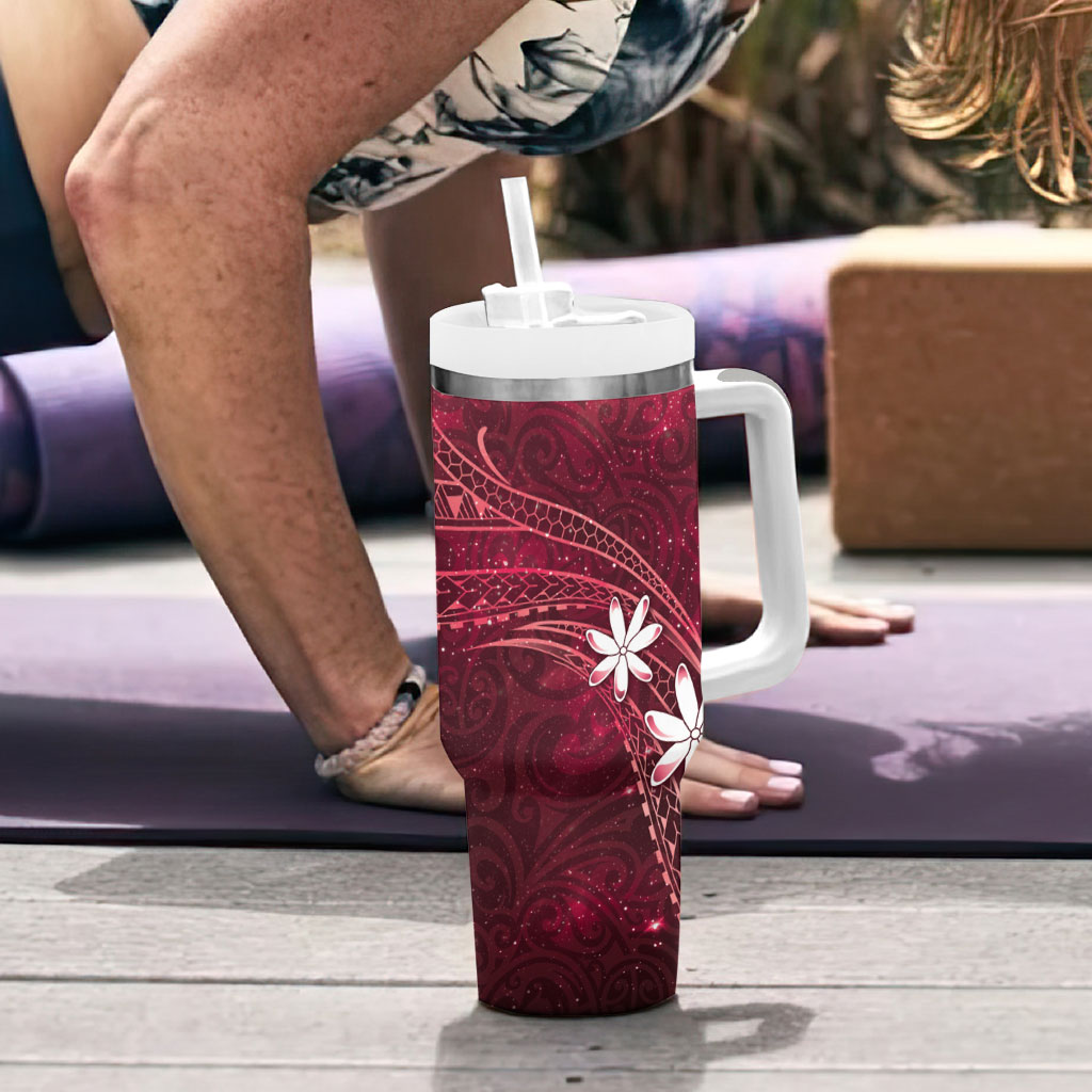Tahiti Matarii Tumbler With Handle Tahitian Spring Red Galaxy LT05 - Polynesian Pride