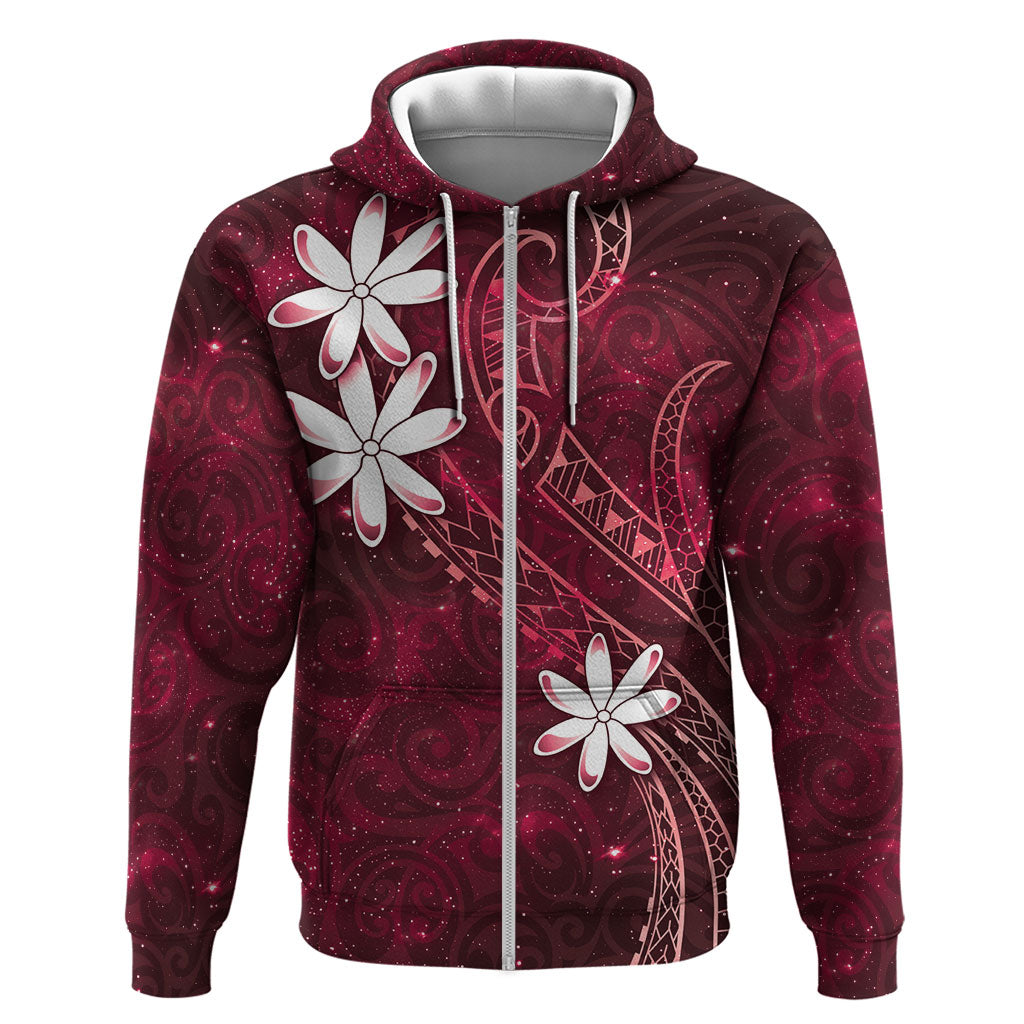 Tahiti Matarii Zip Hoodie Tahitian Spring Red Galaxy LT05 Zip Hoodie Red - Polynesian Pride