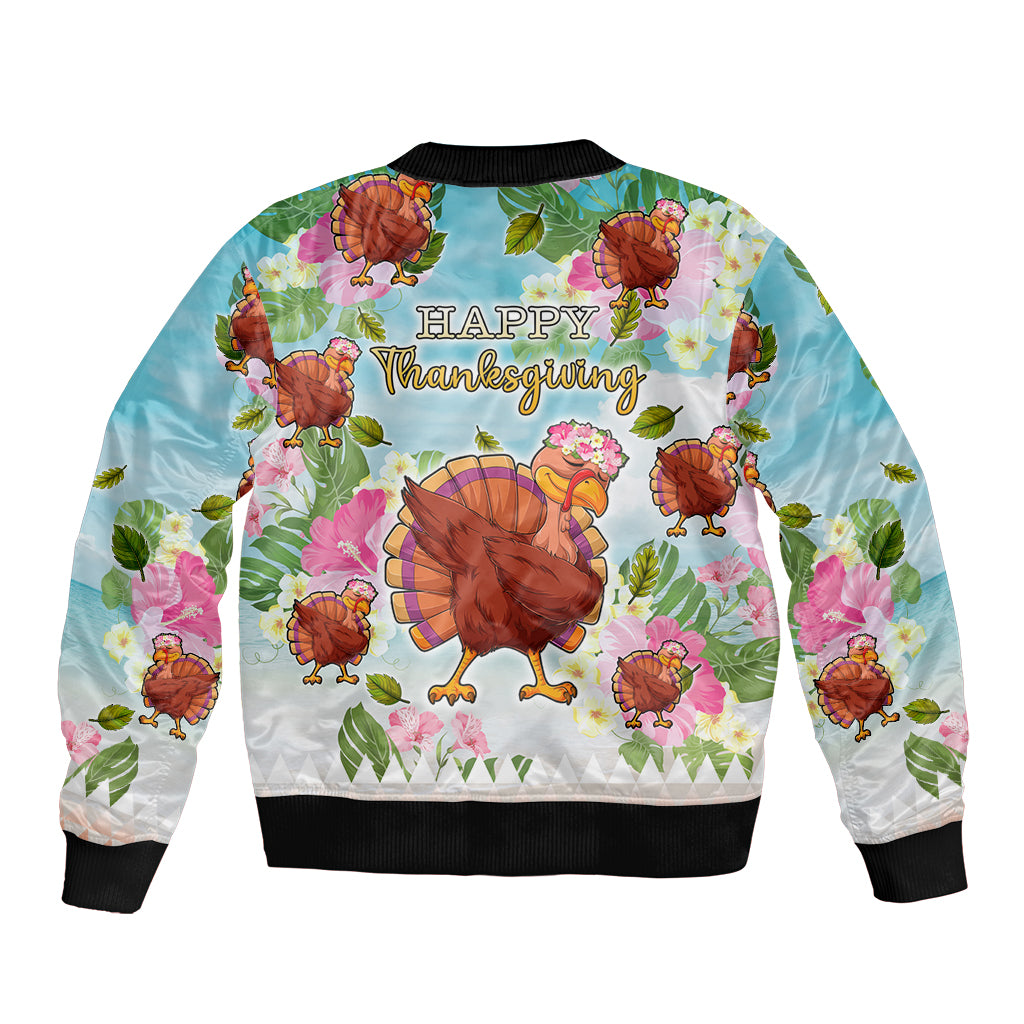 Hawaii Thanksgiving Bomber Jacket Funny Turkey Dabbing Dance LT05 - Polynesian Pride