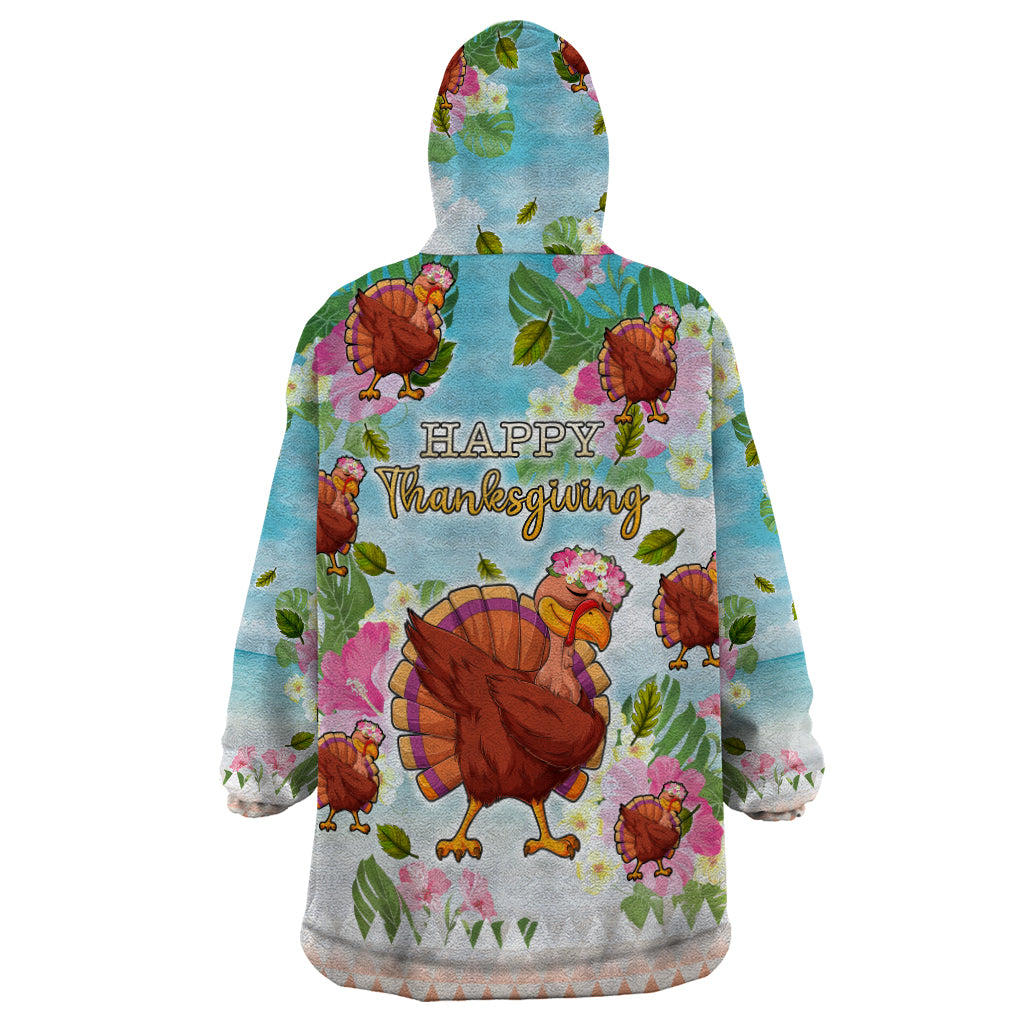 Hawaii Thanksgiving Wearable Blanket Hoodie Funny Turkey Dabbing Dance LT05 - Polynesian Pride