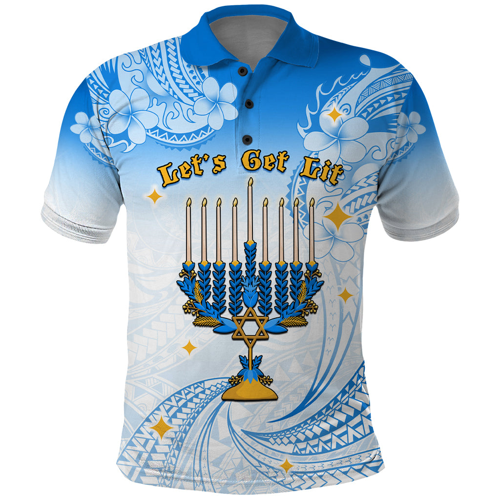 Polynesia Hanukkah Festival Polo Shirt With Menorah Polynesian Style LT05 Blue - Polynesian Pride