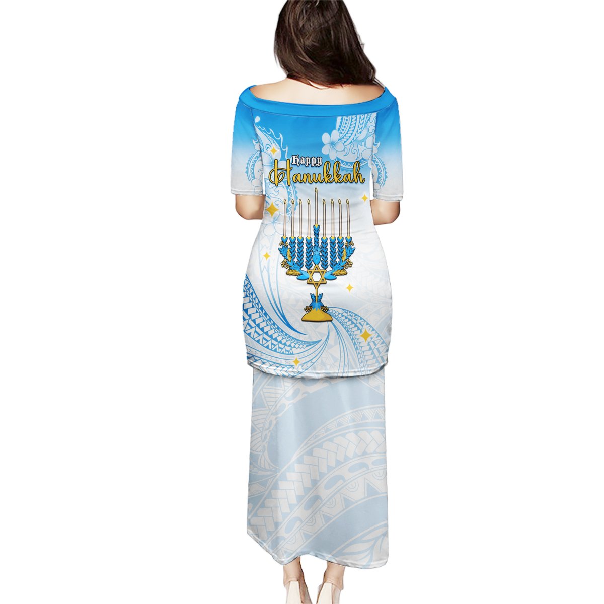 Polynesia Hanukkah Festival Puletasi With Menorah Polynesian Style LT05 - Polynesian Pride