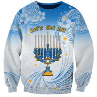 Polynesia Hanukkah Festival Sweatshirt With Menorah Polynesian Style LT05 Unisex Blue - Polynesian Pride