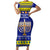 Personalised Polynesia Christmukkah Family Matching Short Sleeve Bodycon Dress and Hawaiian Shirt Menorah With Polynesian Tribal Pattern LT05 Mom's Dress Blue - Polynesian Pride