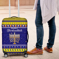 Polynesia Christmukkah Luggage Cover Menorah With Polynesian Tribal Pattern LT05 Blue - Polynesian Pride