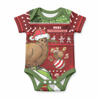 New Zealand Kiwi Christmas Baby Onesie Paua Shell Glitter Green LT05 Red - Polynesian Pride