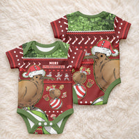 New Zealand Kiwi Christmas Baby Onesie Paua Shell Glitter Green LT05 - Polynesian Pride