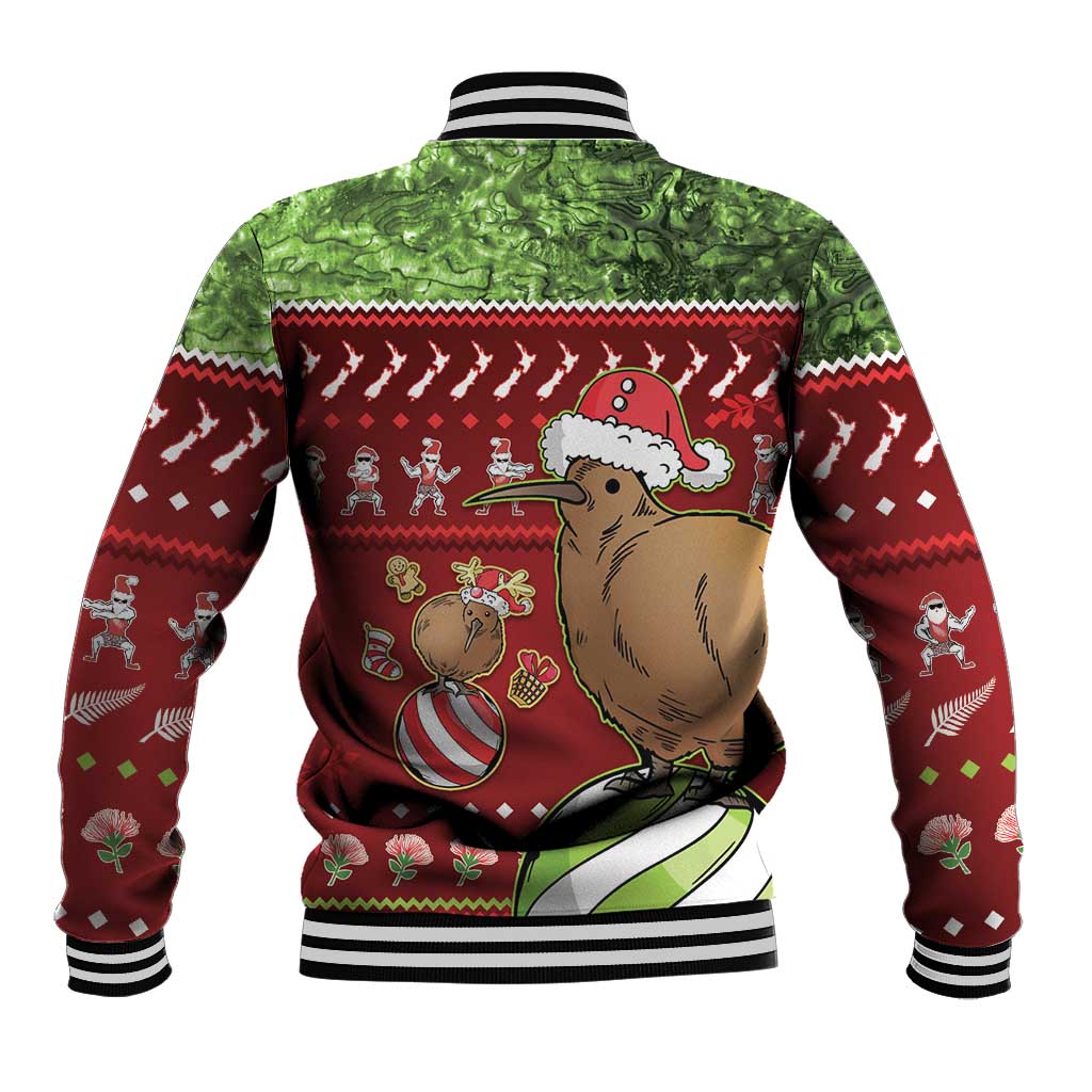 New Zealand Kiwi Christmas Baseball Jacket Paua Shell Glitter Green LT05 - Polynesian Pride