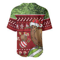 New Zealand Kiwi Christmas Baseball Jersey Paua Shell Glitter Green LT05 - Polynesian Pride