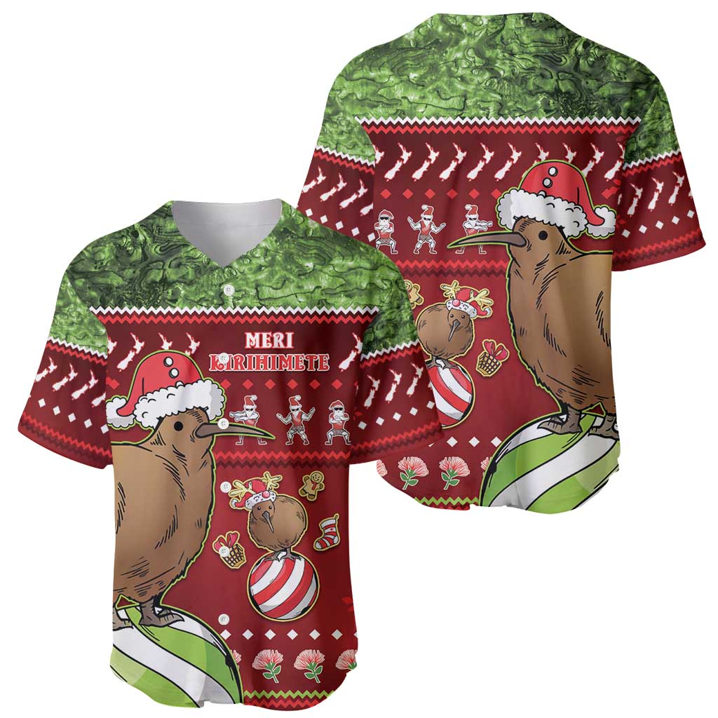 New Zealand Kiwi Christmas Baseball Jersey Paua Shell Glitter Green LT05 - Polynesian Pride
