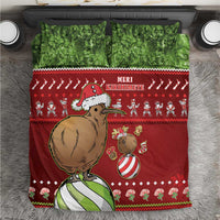 New Zealand Kiwi Christmas Bedding Set Paua Shell Glitter Green LT05 Red - Polynesian Pride