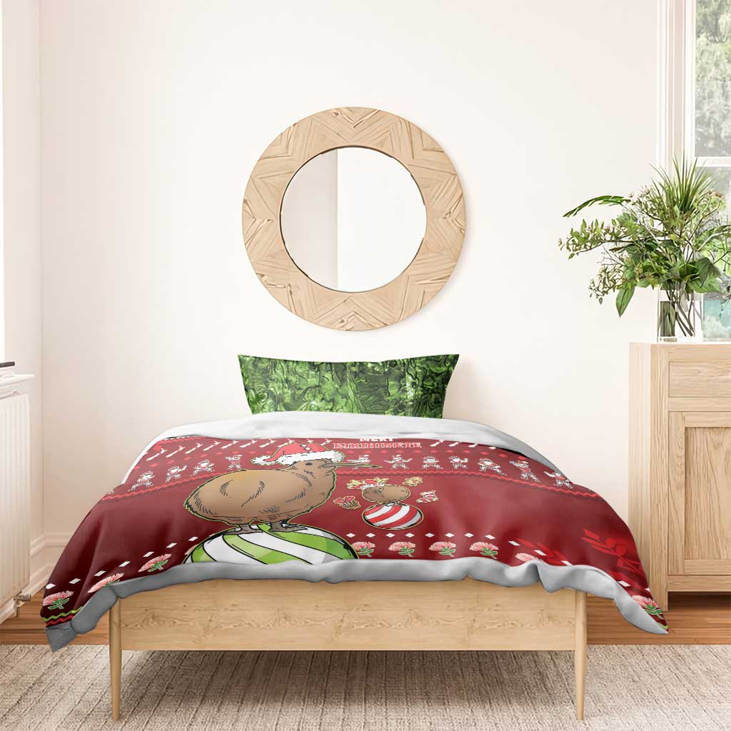 New Zealand Kiwi Christmas Bedding Set Paua Shell Glitter Green LT05 - Polynesian Pride