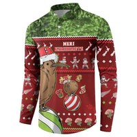 New Zealand Kiwi Christmas Button Sweatshirt Paua Shell Glitter Green LT05 - Polynesian Pride