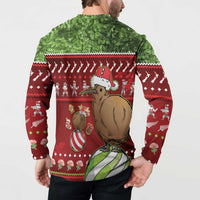 New Zealand Kiwi Christmas Button Sweatshirt Paua Shell Glitter Green LT05 - Polynesian Pride