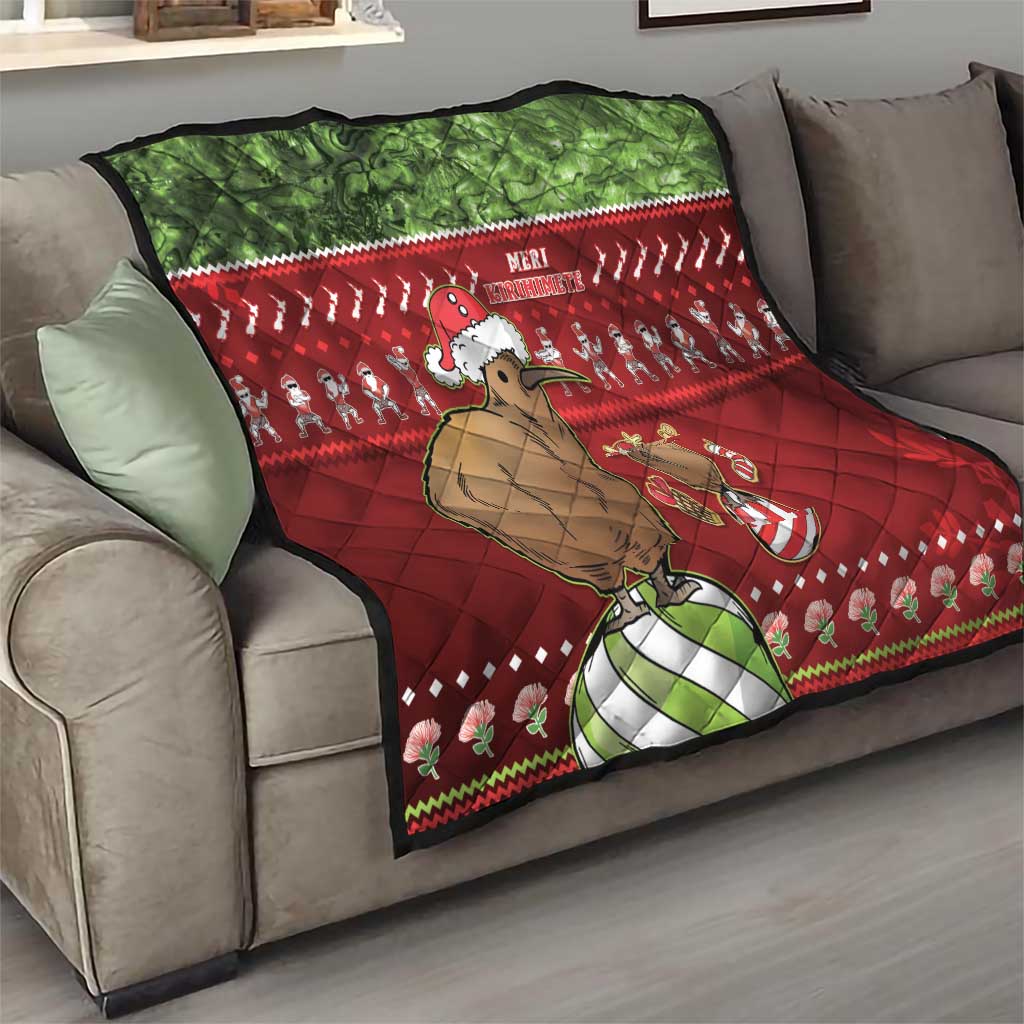 New Zealand Kiwi Christmas Quilt Paua Shell Glitter Green LT05 - Polynesian Pride