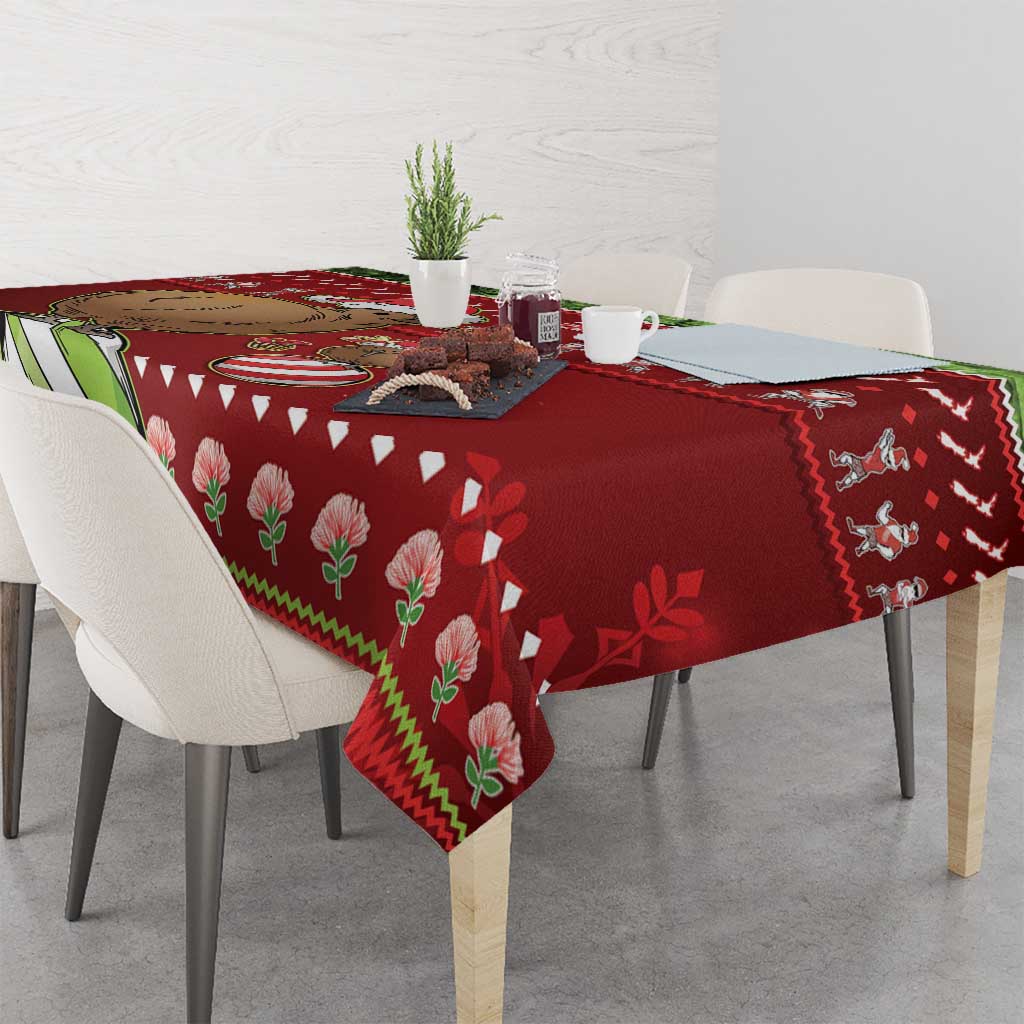New Zealand Kiwi Christmas Tablecloth Paua Shell Glitter Green LT05 - Polynesian Pride