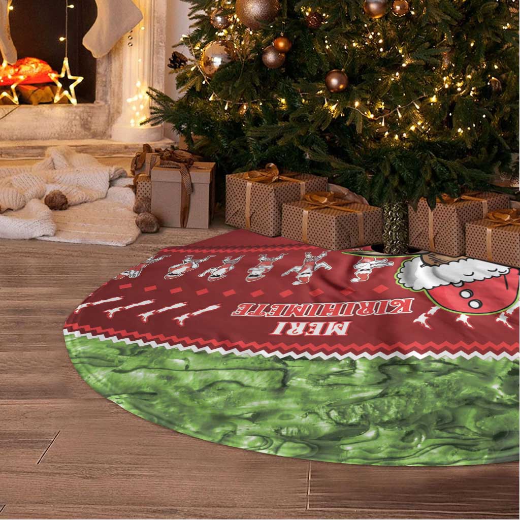 New Zealand Kiwi Christmas Tree Skirt Paua Shell Glitter Green LT05 - Polynesian Pride