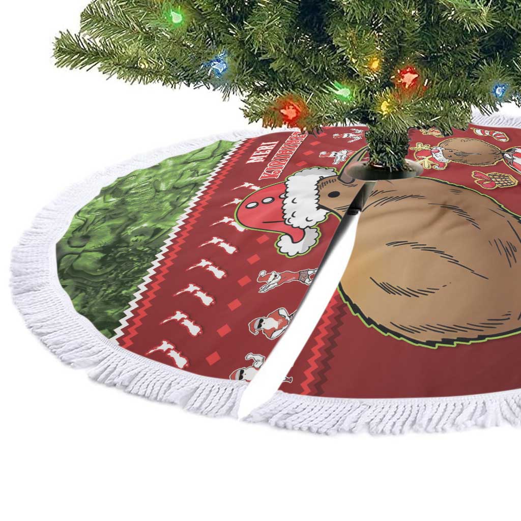 New Zealand Kiwi Christmas Tree Skirt Paua Shell Glitter Green LT05 - Polynesian Pride
