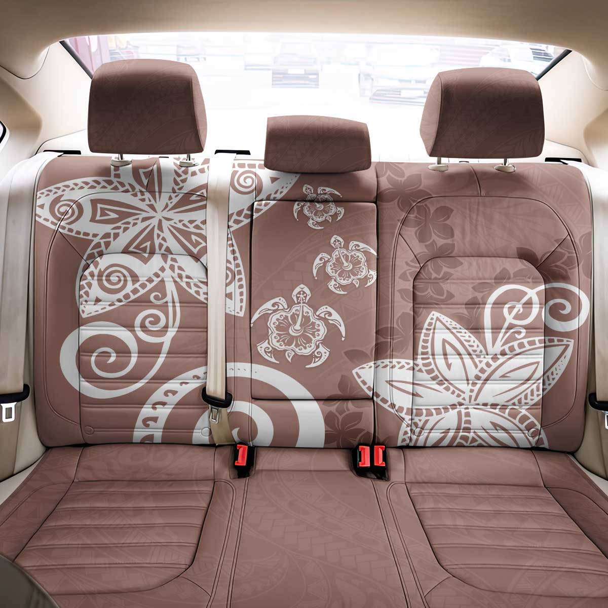 Polynesia Back Car Seat Cover Brown Tribal Turtle Floral Pattern LT05 - Polynesian Pride
