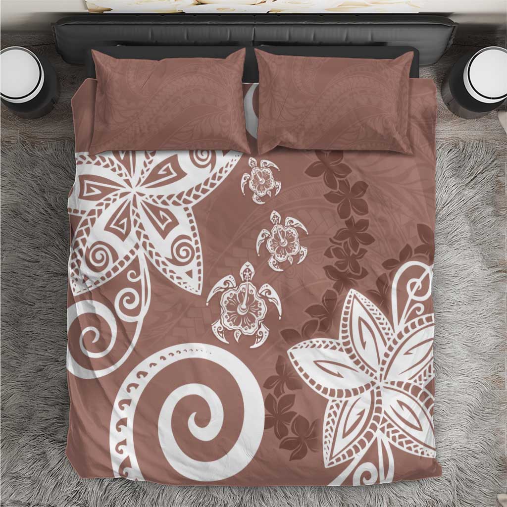 Polynesia Bedding Set Brown Tribal Turtle Floral Pattern