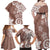 Polynesia Family Matching Off Shoulder Maxi Dress and Hawaiian Shirt Brown Tribal Turtle Floral Pattern